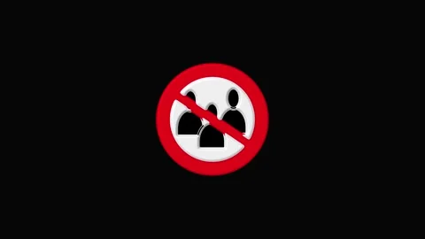 No people allowed symbol with red circle and slash on animated black backgr.. Stock Footage 332664106