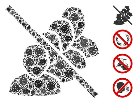 No People Queue Mosaic of Covid Virus Icons Stock Illustration