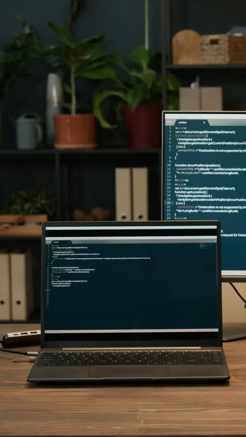 No People Shot of Coding Screens on Digital Gadgets at Office Stock Footage 302885305