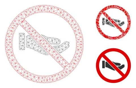 No Petition Hand Vector Mesh Network Model and Triangle Mosaic Icon Stock Illustration