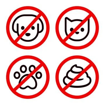 No pets allowed icon set Stock Illustration
