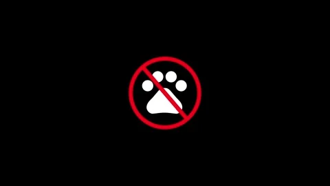 No pets allowed sign animation on black background. No pets allowed in the .. Stock Footage 340408241