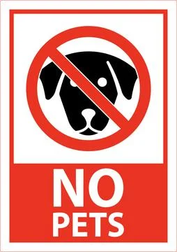 No Pets Allowed Sign Featuring a Black Dog Icon with Striking Red and White.. Stock Illustration