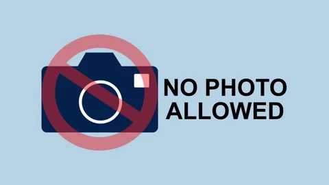No photo allowed sign with camera, privacy 2d Animation with Alpha Matte Stock Footage 335341456