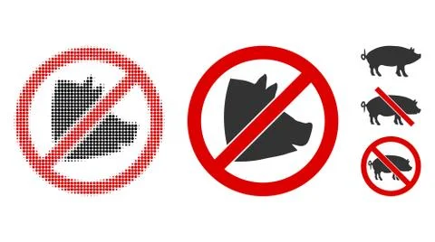 No Pig Halftone and Solid Icon Stock Illustration