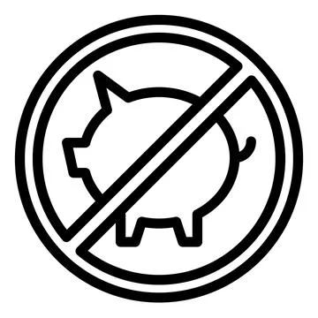 No pig line icon vector illustration isolated on white background Stock Illustration