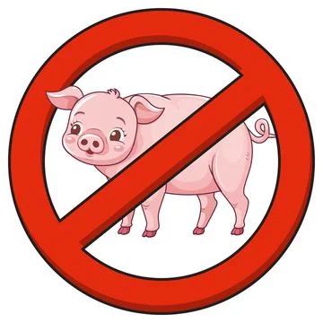 No Pigs Allowed Cartoon Vector Sign 스톡 일러스트