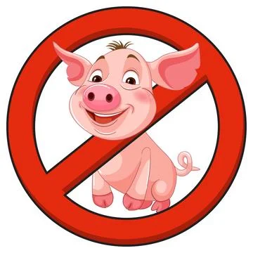No Pigs Allowed Cartoon Vector Sign Illustration 스톡 일러스트