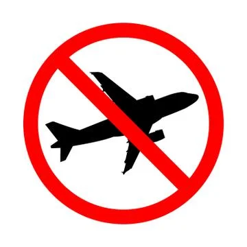 No Plane Flight is canceled Icon Illustration Isolated on a White Background. Stock Illustration