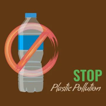 No plastic advertisement template. Protest against plastic garbage. Vector Illustrazione stock
