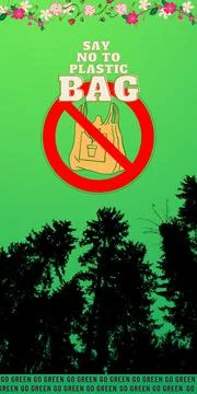 No Plastic Bag campaign forrest Stock Illustration