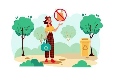 No Plastic Bag Illustration concept on white background Ilustración de archivo
