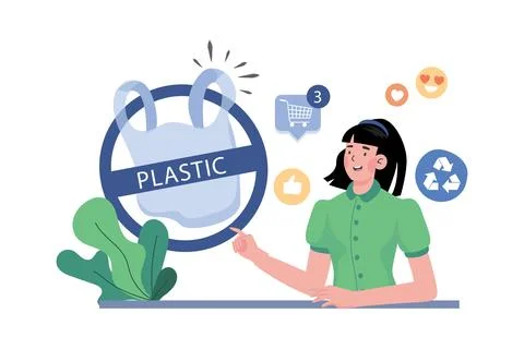 No Plastic Bag Illustration concept on white background Ilustración de archivo