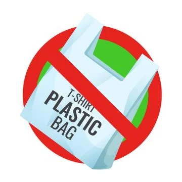 No plastic bag, pollution problem, prohibition sign Stock-Illustration