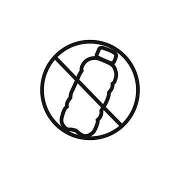 No plastic bottle icon linear vector graphics sign Stock Illustration