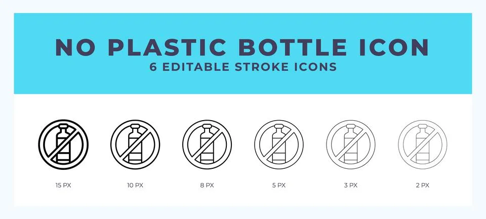 No plastic bottle icon in thin line. Bold line. Regular line. Editable stroke Stock Illustration