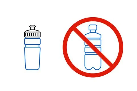 No plastic bottle, only reusable water bottle sign Stock Illustration