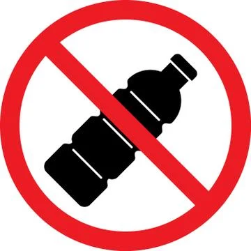 No plastic bottle warning sign. Illustrazione stock