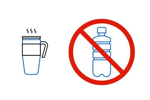 No plastic bottles, only reusable thermo mug Stock Illustration