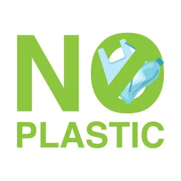 No plastic sign, Pollution problem concept, vector illustration Stock Illustration