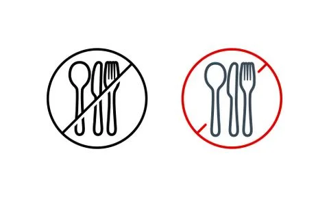 No plastic tableware icon. Say no to plastic fork and spoon. Stop plastic pol Stock Illustration