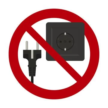 No Plugging In vector warning sign Stock Illustration