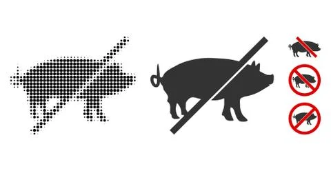 No Pork Halftone and Solid Icon Stock Illustration