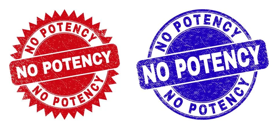 NO POTENCY Rounded and Rosette Stamp Seals with Unclean Style Stock Illustration