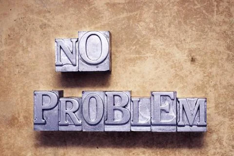 No problem met no problem phrase made from vintage metallic letterpress ty... 스톡 사진