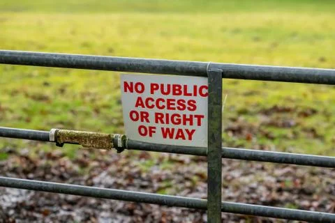 No public access or right of way sign on a gate Stock Photos