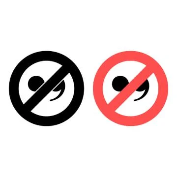 No quote, text icon. Simple glyph, flat vector of text editor ban, prohibitio Stock Illustration