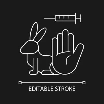 No rabbit testing white linear icon for dark theme Stock Illustration