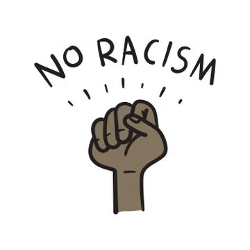 No racism. Text message for protest action hand drawn doodle. Stock Illustration
