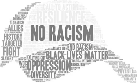 No Racism Word Cloud Illustrazione stock