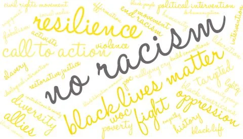 No Racism Word Cloud Stock Illustration