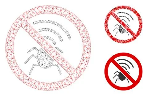 No Radio Bugs Vector Mesh Network Model and Triangle Mosaic Icon Stock Illustration