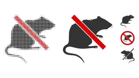 No Rat Halftone and Solid Icon Stockillustratie