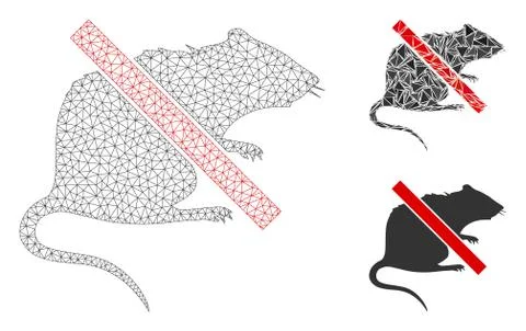 No Rat Vector Mesh Carcass Model and Triangle Mosaic Icon 스톡 일러스트