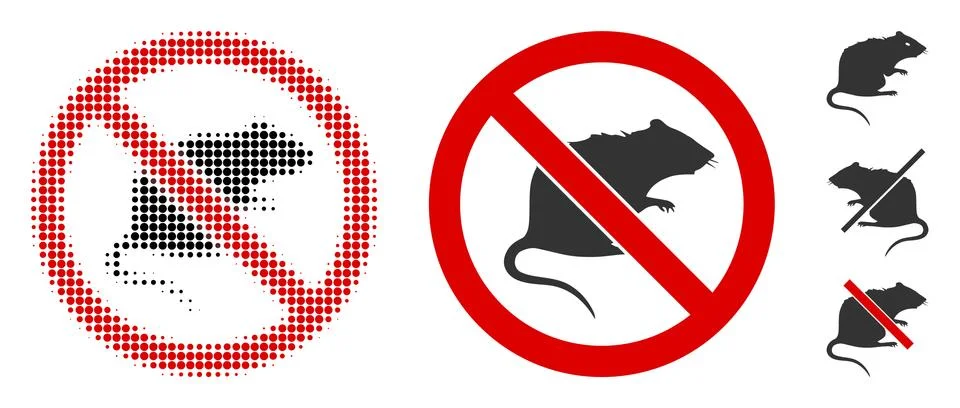 No Rats Halftone and Solid Icon Stock Illustration