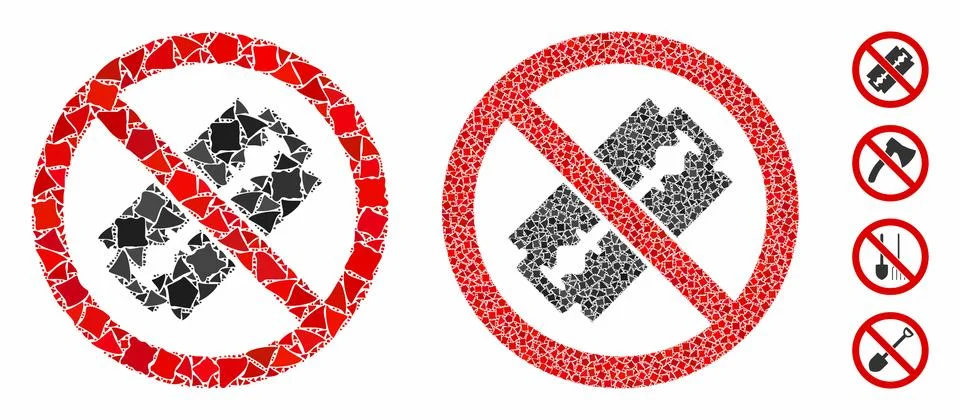 No razor blade Composition Icon of Humpy Parts Stock Illustration