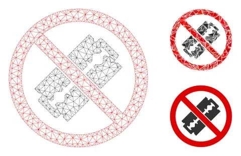 No Razor Blade Vector Mesh 2D Model and Triangle Mosaic Icon Stock Illustration