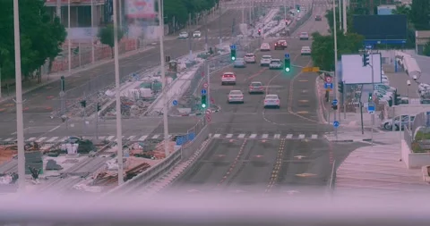 No Recognized heavy traffic and buildings , Highway traffic on the sunny evening Stock Footage 144323258