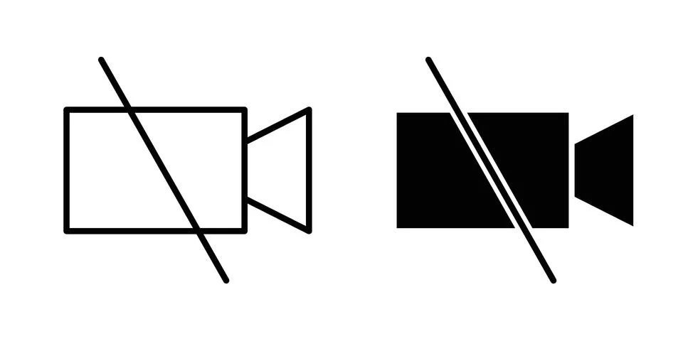 No recording icon vector concepts, line and silhouette style Stock Illustration