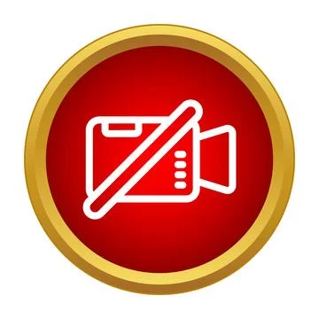 No recording video camera icon in red circle Stock Illustration