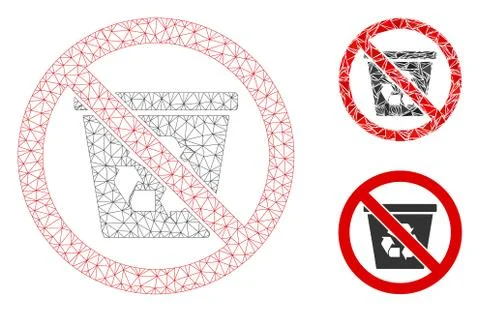 No Recycle Can Vector Mesh Carcass Model and Triangle Mosaic Icon Stock Illustration