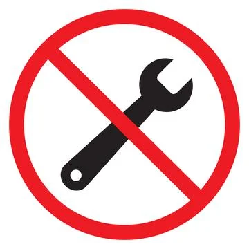 No repair tool on white background. No repair sign. stop repair symbol. Illustrazione stock