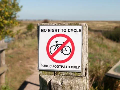 No right to cycle public footpath only country post sign Stock Photos