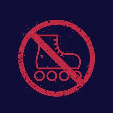 No roller skates sign with texture 库存插图