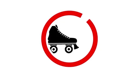 No roller skating sign animation with prohibitory red circle video Stock Footage 330497986