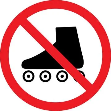 No Roller skating sign. 스톡 일러스트